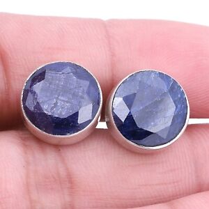 Valentine's Gift Blue Sapphire Earring 925 Sterling Silver Stud Earring