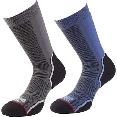 1000 Mile Trek 2 Pack Mens Walking Socks Grey Outdoor Support Merino Wool - Image 1 of 2