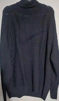 Nike Life Cable Knit Turtleneck Sweater Black FB7770 010 Mens Size XL NWT - Image 1 of 4