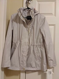 nwt womens Kensie windbreaker coat S beige straw hoodie adjustable zip - Picture 1 of 5