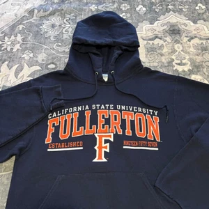 Vintage Y2K JerZees Cal State University Fullerton Hoodie Herren M blau Hvy Sweatshirt - Bild 1 von 17