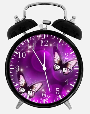 Purple Butterfly Alarm Clock Light Silent Personalized option adding names E25 - Image 1 of 2