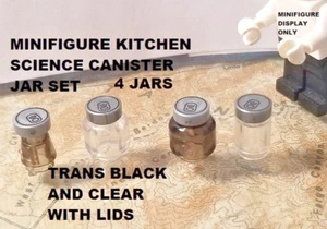 LEGO Cookie JAR Canister Set of 4 Trans Black and Clear Silver Lids Minifigure - Picture 1 of 1