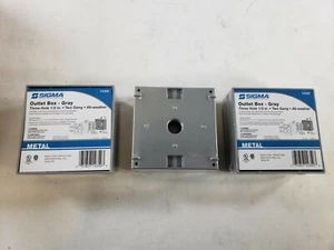 Lot Of 3 Sigma Gray Electric 4-1/2 Inch Square Metallic 2 Gang Weatherproof Box - Picture 1 of 4