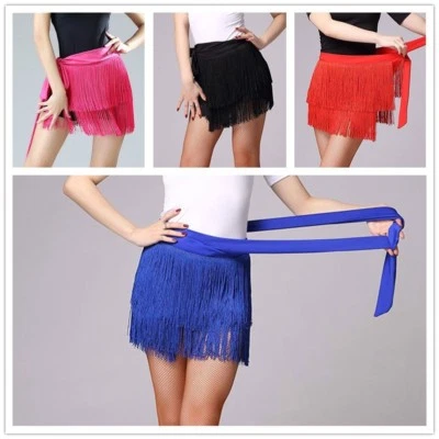 Women Girl Children Ballroom Latin Tassel Dance Skirt Wrap Dancewear Salsa Tango - Image 1 of 4