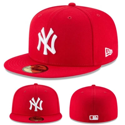 New Era New York Yankees 5950 Scarlet Fitted Hat MLB League Basic Red Cap - Image 1 of 4