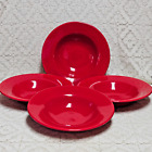 Pottery Barn Sausalito Merlot Red Soup Pasta Bowl 10¼" Rim Hand Painted Set 4