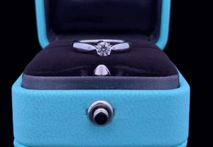TIFFANY CO .22CT Diamond Platinum Solitaire Engagement Ring Size 5 Womens Ladys - Picture 1 of 12