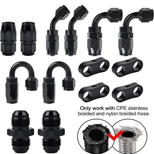6AN Hose End Fitting 0 45 90 180 Degree + Separator Clamp for CPE Braided Hose - Picture 1 of 6