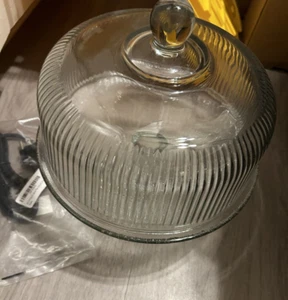Clear Glass 11“ Cake Stand Plate with Glass Dome Lid - Picture 1 of 4