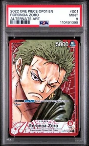 PSA 9 One Piece Roronoa Zoro OP01 #001 Alternate Art English - Imagen 1 de 2