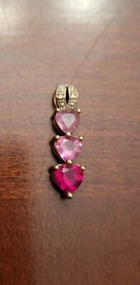 10k Yellow Gold Lab-Created Ruby Diamond Heart Pendant A7 - Image 1 of 4
