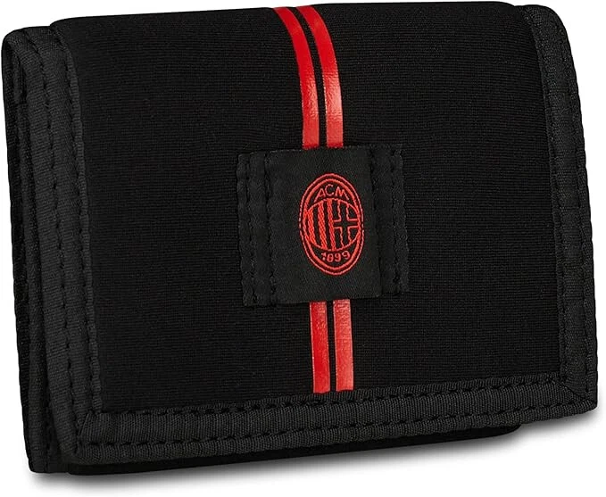 Portafoglio AC Milan Chiusura a strappo Ufficiale Nero Misura 12x9 cm