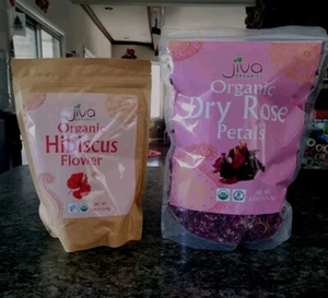 **ORGANIC** Jiva Organics Hibiscus Flowers & Rose Petals. (4oz & 6oz Tea Leaves) - Picture 1 of 11