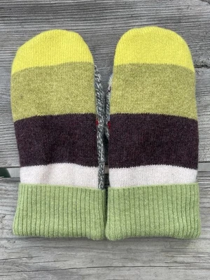 Mitones de suéter de lana hechos a mano con patrón de rayas mitones forrados de lana Foto 1 de 3