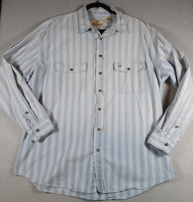 Camisa King Ranch Para Hombres XL Azul Rayas Botón Frontal Algodón Occidental Manga Larga Foto 1 de 4