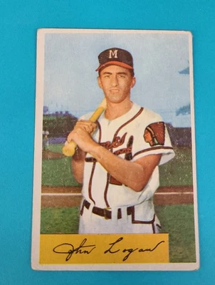 1954 Bowman #80 Johnny Logan Milwaukee Braves BASEBALL Card W9 - Image 1 of 2