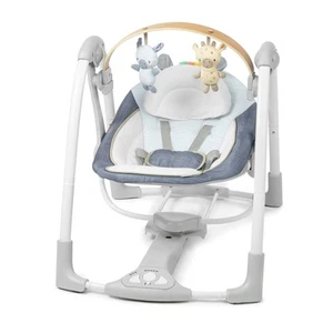 Ingenuity Swing n Go Portable Swing, Removable Toy Bar, 6-Speed - Chambray - Picture 1 of 8