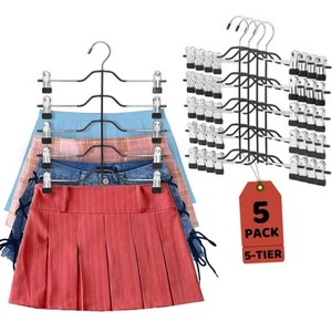 5 Tier Hangers with Clips - 5 Pack Saving Space Hangers with Adjustable Clips... - Picture 1 of 8