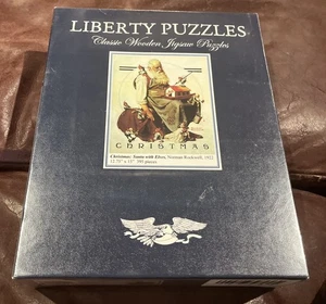 Liberty Wood Puzzle 395 Pc Christmas Santa With Elves Norman Rockwell RareSEALED - Picture 1 of 6