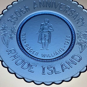 Rhode Island 350th Anniversary Millville Art Glass Roger Williams MAG Cup Plate - Picture 1 of 4