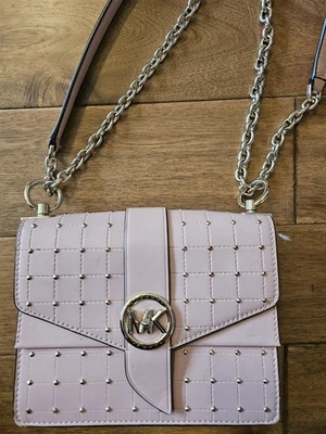 Michael Kors Studded Leather and Chain Pink Crossbody Bag - Image 1 of 4
