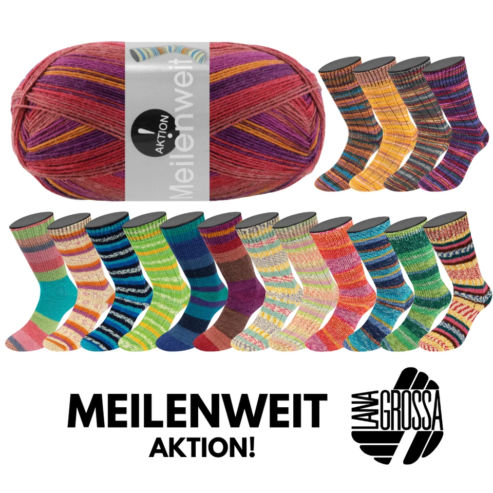 Lana Grossa MEILENWEIT 100 g AKTION! 4-fach Sockenwolle mit neuen Farben! 420 m - Bild 1 von 1