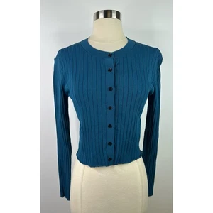 Cárdigan corto The Kooples tejido viscosa acanalado manga larga con botones para mujer L - Imagen 1 de 10