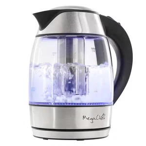 7.6 Cups Glass Body and Stainless-Steel Electric Tea Kettle in Silver with Tea I - Picture 1 of 9
