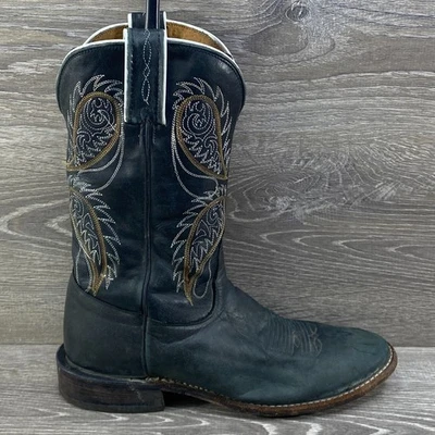 Ковбойские сапоги вестерн Tony Lama 9 B черные кожаные с круглым носком - Изображение 1 из 4