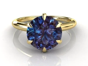 Color Change Alexandrite Gemstone Solitaire Women Ring in 14k gold Finish Silver - Picture 1 of 2