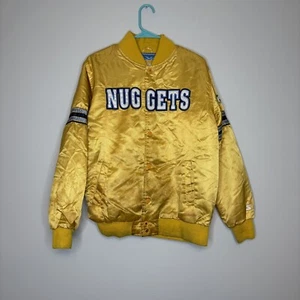 VTG Rare NBA Denver Nuggets Gold Starter Satin Bomber Jacket Men’s Size XL - Picture 1 of 12