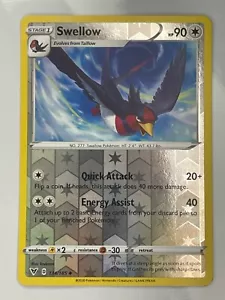 Pokémon JCC Swellow Vivid Voltage 134/185 holo inverso inglés común 2020 casi nuevo - Imagen 1 de 2