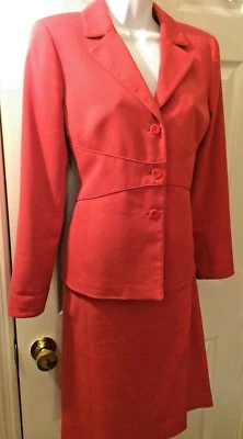 DONCASTER Rojo Falda Traje Blazer 2 Piezas Lápiz Power Set Conjunto Chaqueta de Seda Talla 6 Foto 1 de 4