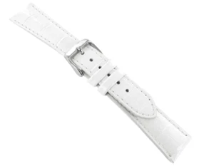 22mm deBeer Baby Crocodile Grain White Padded Stitched Watch Band Strap - Picture 1 of 2