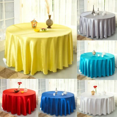 Round Satin Tablecloth Wedding Birthday Party Table Cover Cloth Decor Baby 145cm - Image 1 of 4