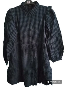 Smock Shirt Blue Check Simply Be Dress 10 - Picture 1 of 1
