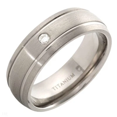 Agradable anillo de titanio unisex con diamante genuino J/SI2. Talla - 8 US. Nuevo   Foto 1 de 2