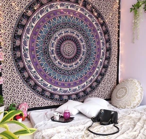 Wall Mandala Tapestry Indian Hanging Hippie Decor Ombre Bohemian Bedspread Decor - Picture 1 of 9