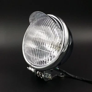 5.5" Chrome Motorcycle Headlight for Harley Honda Kawasaki Suzuki Yamaha Cusotm - Picture 1 of 8