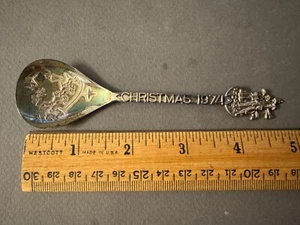 CHRISTMAS 1974 SILVERPLATE EPNS HOLLAND SPOON SANTA SLEIGH REINDEER VTG - Picture 1 of 7