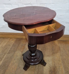 Antique continental pedestal sewing work storage - side occasional table - Picture 1 of 15