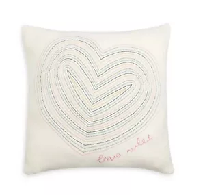 Aqua x Kerri Rosenthal Love Rules Embroidered Throw Decorative Pillow $98 White - Picture 1 of 5