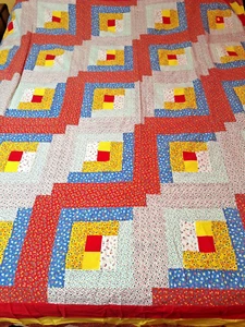 Edredón de algodón para cabina de troncos 88" x 102" hecho a mano a máquina - Imagen 1 de 13