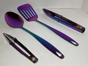 Cambridge Stainless Steel Titanium Rainbow Spatula Spoon Tongs Cooking Utensils - Picture 1 of 9