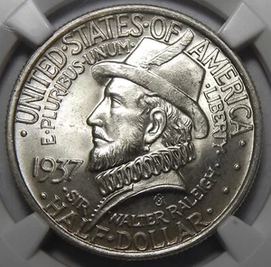 1937 NGC MS67 ROANOKE HALF DOLLAR SILVER COMMEMORATIVE - Picture 1 of 4