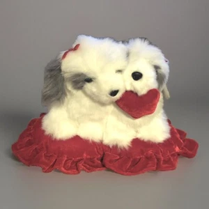 ~Brandneu~ Plüsch Hunde in Love Kissen sitzend Valentinstag alte englische Schäferhunde - Bild 1 von 8