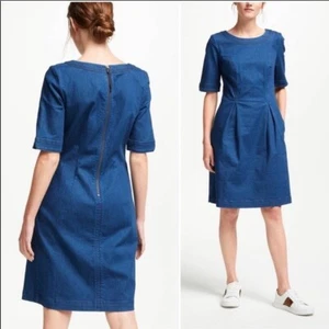 Boden Alice blau Denim Reißverschluss hinten Kurzarm Etui-Kleid neu mit Etikett Damen US 8R - Bild 1 von 11