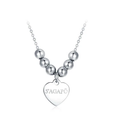 Collana Donna Cuore e Sfere in Acciaio Sagapo SHAC13 S'agapo - Immagine 1 di 2