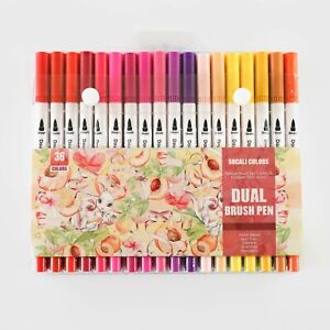 36 Colors Dual Tips Brush Drawing Pens Watercolor Art Markers Set- Water based